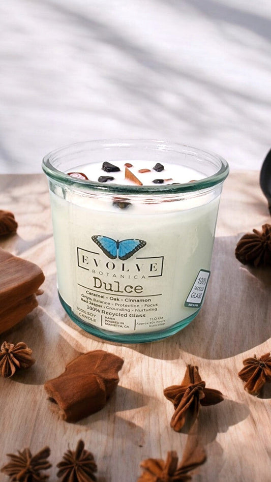 Rocks Candle - Dulce (Wood Wick Red Jasper & Onyx Gemstone Soy Candle)