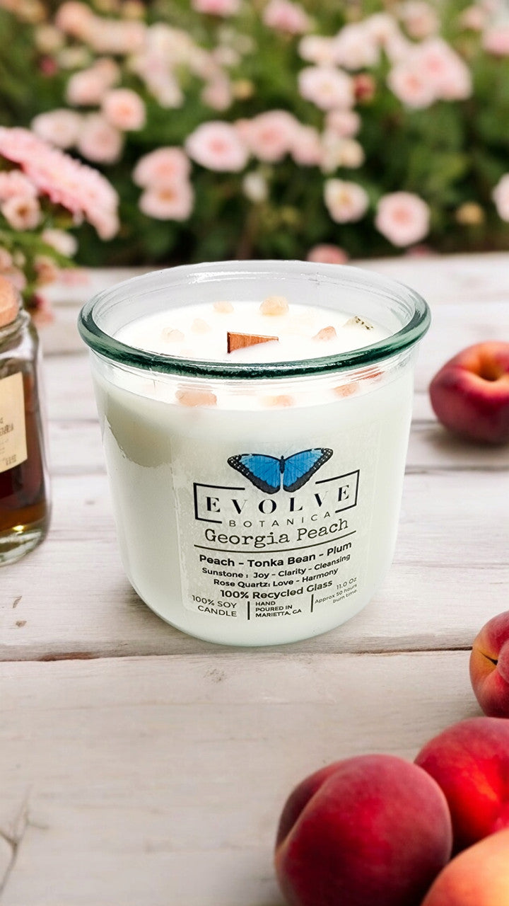 Rocks Candle - Georgia Peach (Wood Wick Gemstone Soy Candle)
