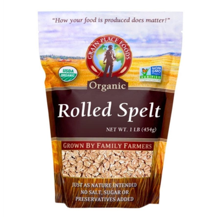 Organic Rolled Spelt | 1 lb | Non-GMO | Grain Place Foods - BuyNebraska.com ~ Blessings Grow Meadows