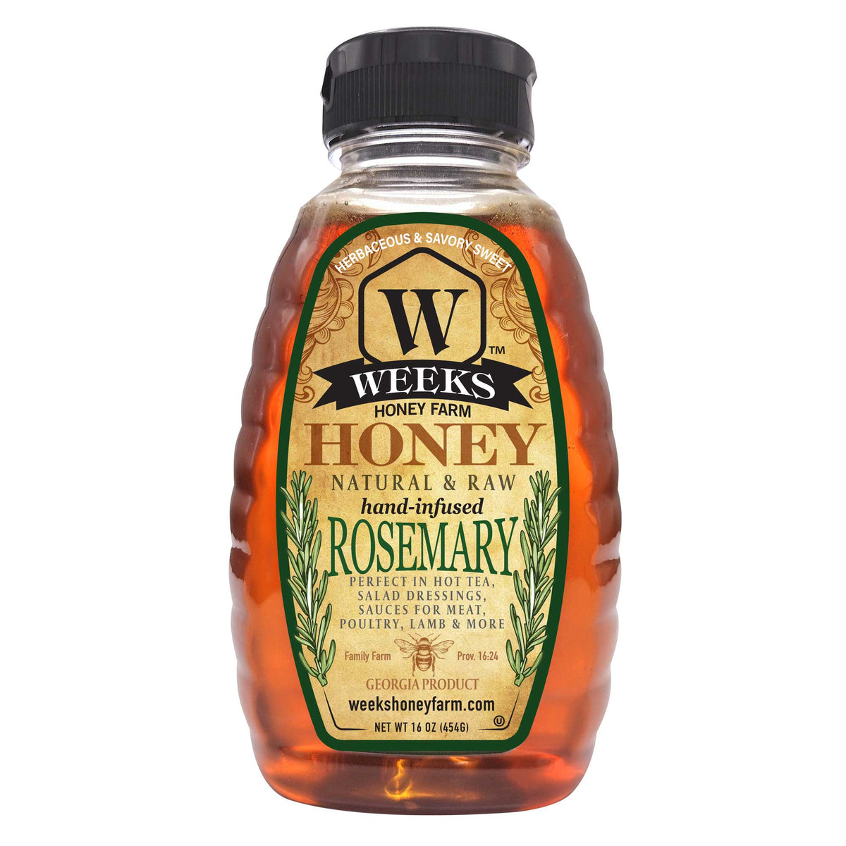 Weeks Honey Farm infused honey trio gift set with cinnamon, rosemary, and salted honey jars