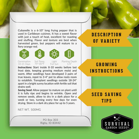 Heirloom non-GMO hot and sweet pepper seeds in a collection, ideal for salsas, roasting, and fresh garden harvests.