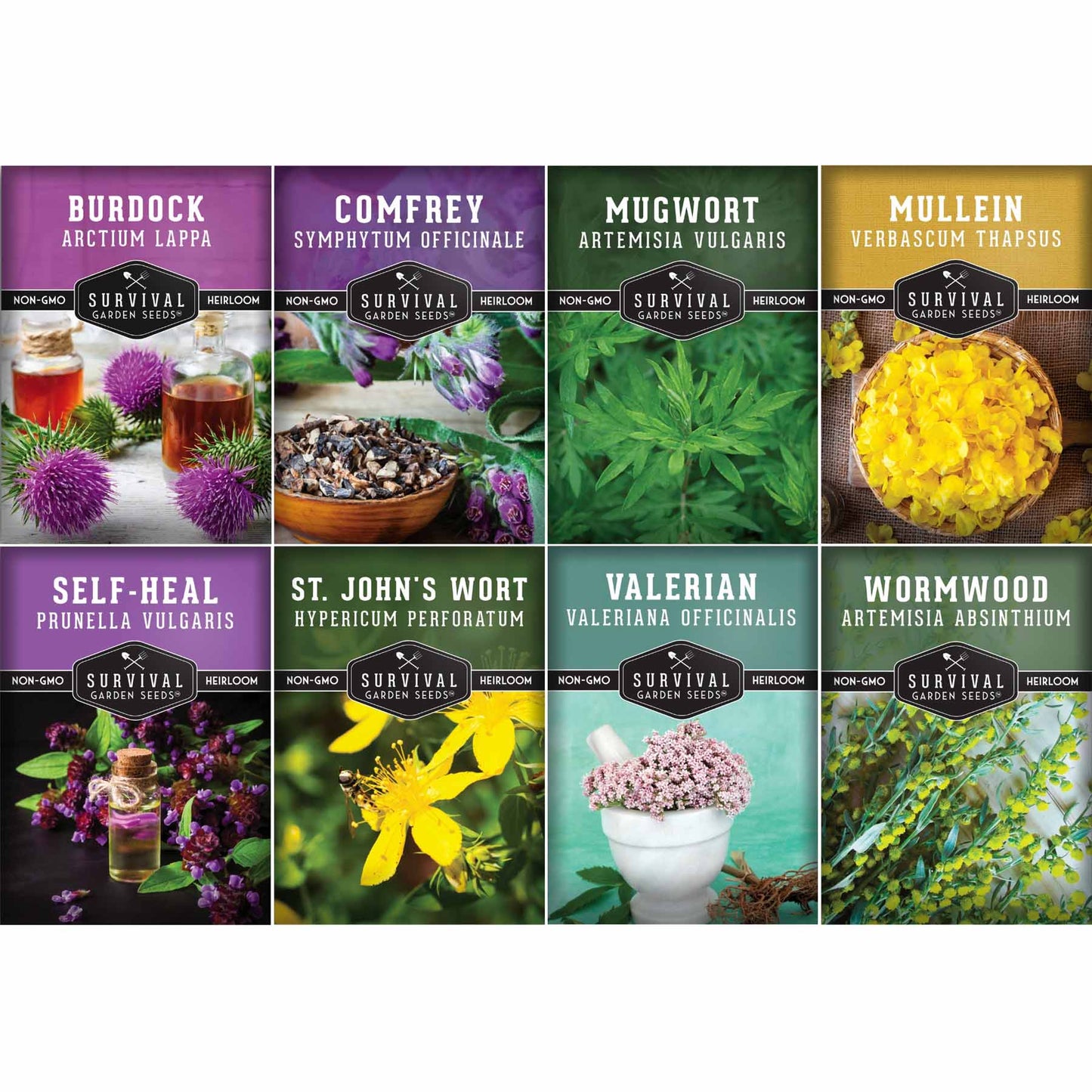 Herbalist Bundle – 8-Varieties of Heirloom Perennial & Biennial Healing Plants for Advanced Apothecary Gardens - SurvivalGardenSeeds ~ Blessings Grow Meadows