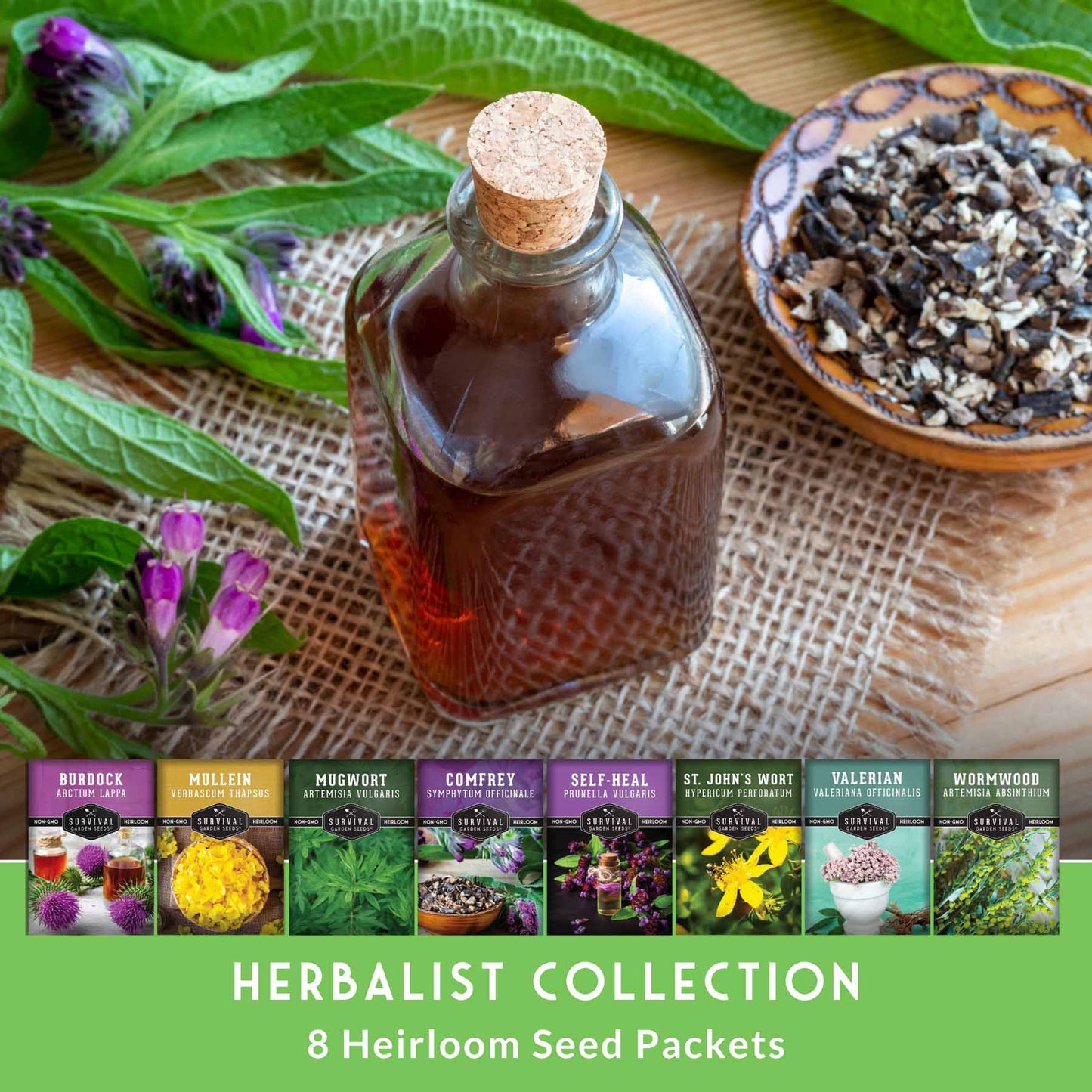 Herbalist Bundle – 8-Varieties of Heirloom Perennial & Biennial Healing Plants for Advanced Apothecary Gardens - SurvivalGardenSeeds ~ Blessings Grow Meadows