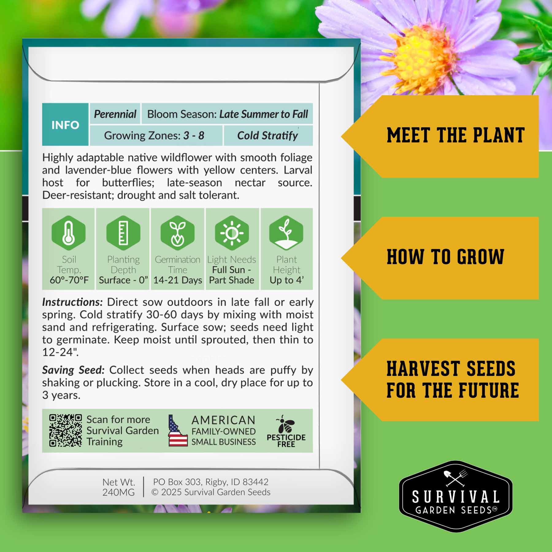 Native Habitat Seed Collection by SurvivalGardenSeeds with 24 native wildflower and grass seeds for pollinators and low-maintenance landscapes.