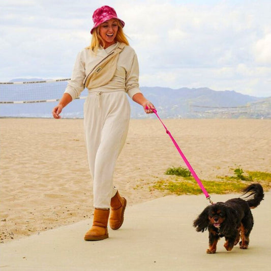 Durable hemp cotton dog leash from Tilley + Me, adjustable, lightweight, soft, and sustainable for comfortable walks.