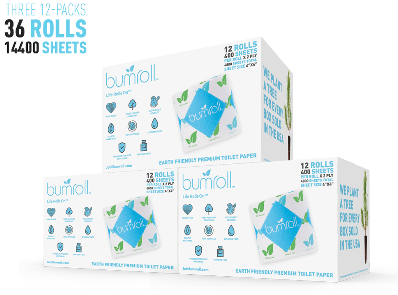 Bumroll, Proudly Made in USA, Premium Toilet Paper & Paper Towels, Plants Trees In The USA - Blessings Grow Meadows