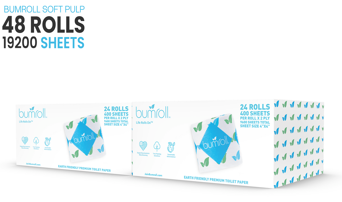 Join Bumroll bamboo toilet paper roll, eco-friendly and soft, with the packaging showing the product and branding.