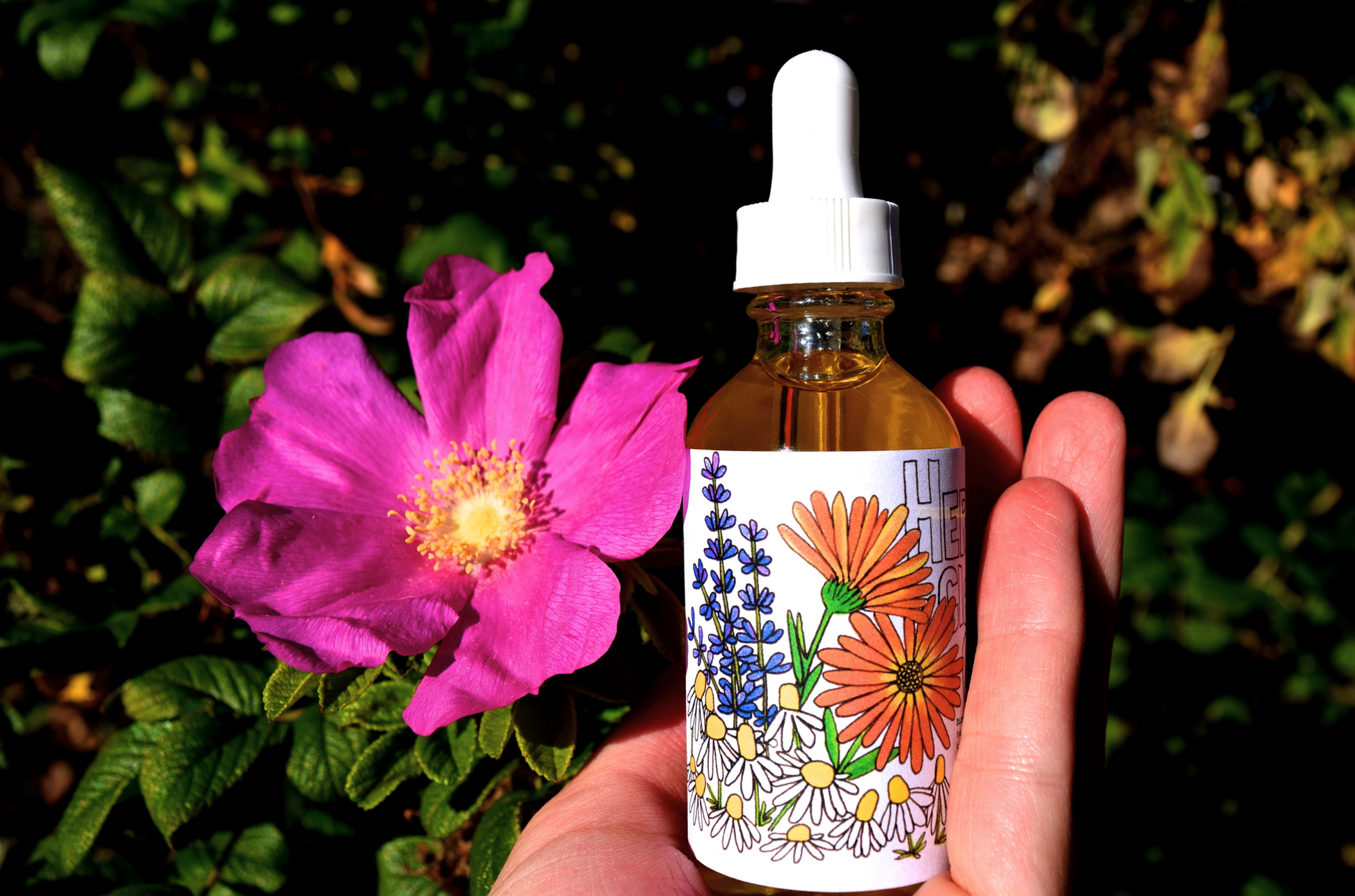Herbal cleansing oil by plant makeup displayed in a clear bottle with herbal ingredients and natural packaging.