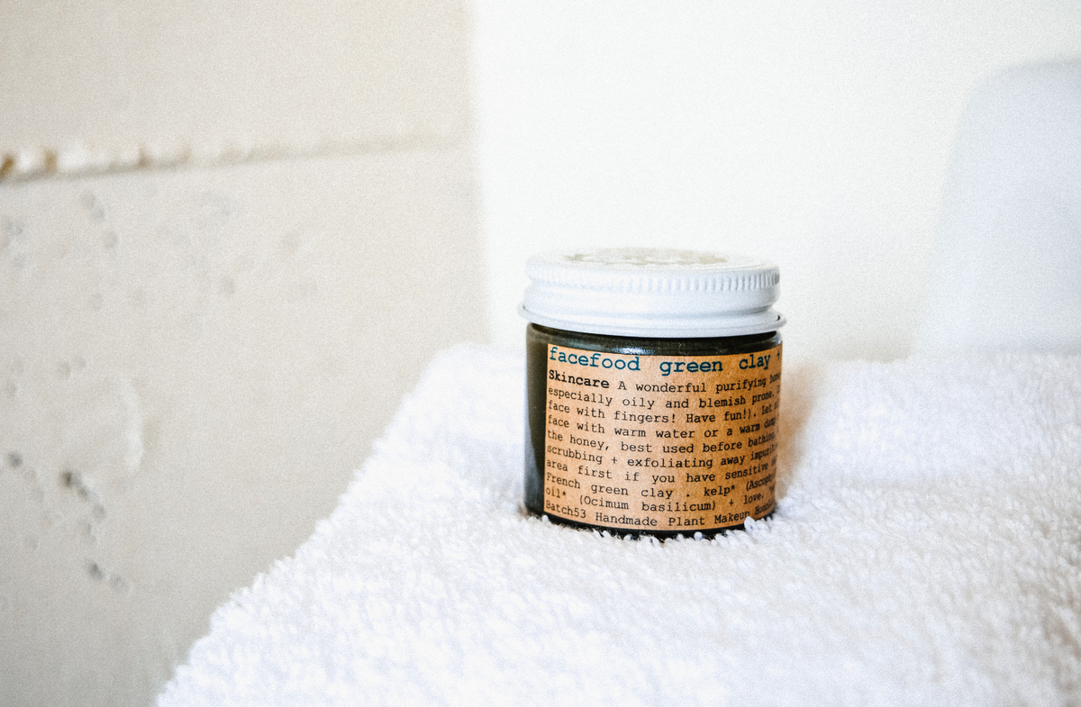 Close-up of Facefood skin care product from Plant Makeup, showing the label and packaging details.