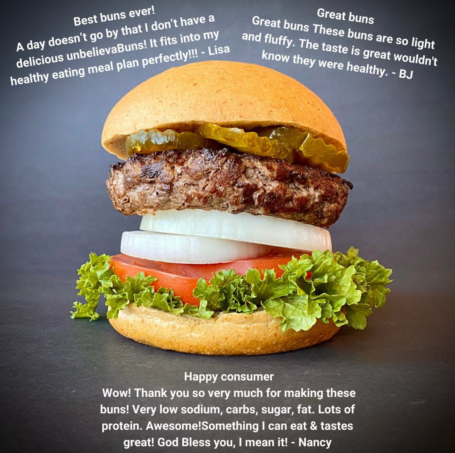 2 Bags of UnbelievaBuns - High Protein, Low Carb Bread Buns (12 Total Buns) - Blessings Grow Meadows