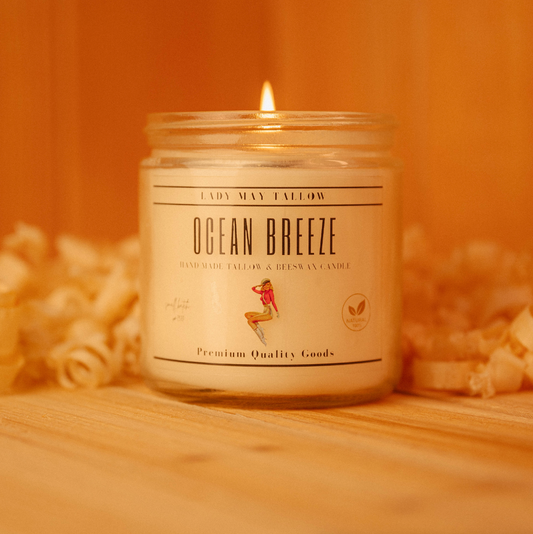 Lady May Tallow "Classic" Tallow & Beeswax Candle 16oz | 7 Natural Scents | Non-Toxic Clean Burning - Blessings Grow Meadows