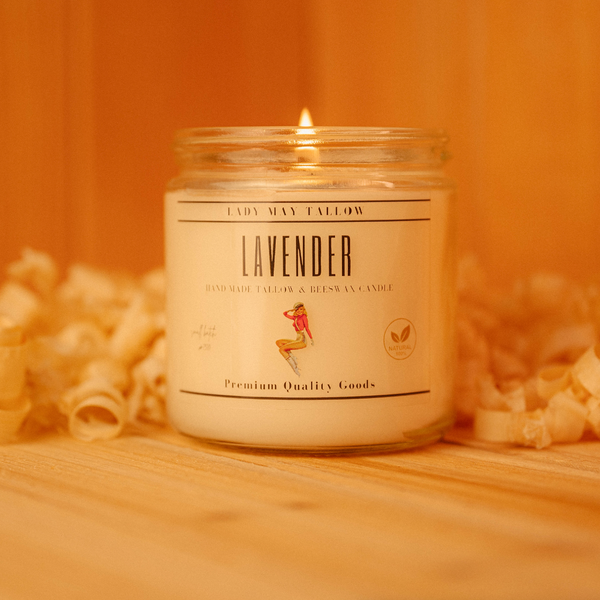 Lady May Tallow "Classic" Tallow & Beeswax Candle 16oz | 7 Natural Scents | Non-Toxic Clean Burning - Blessings Grow Meadows