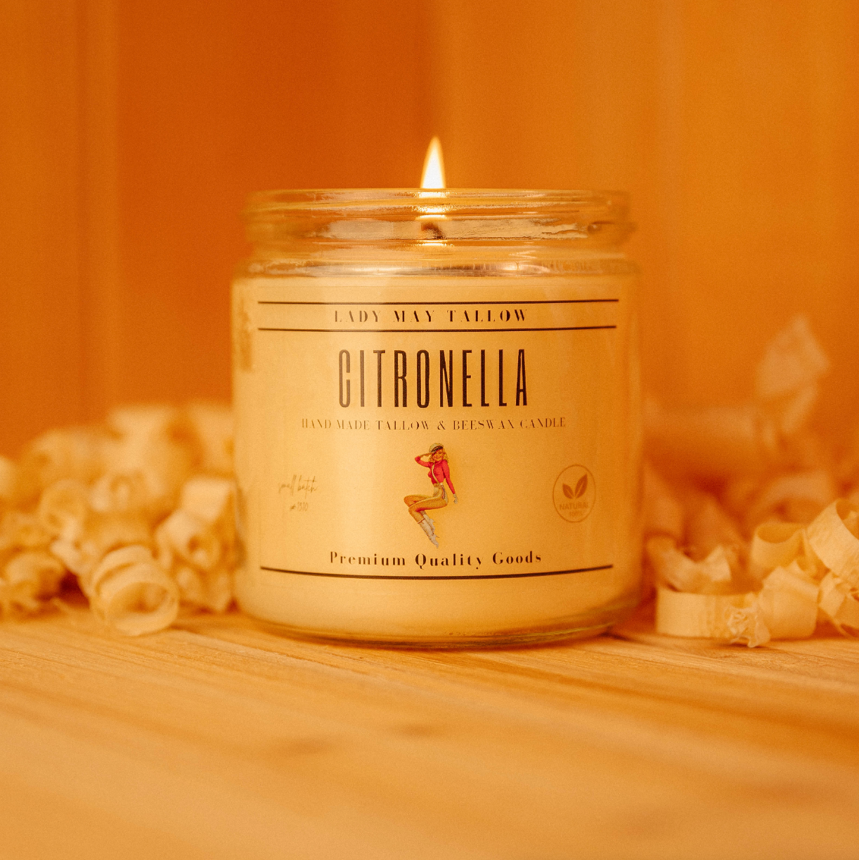 Lady May Tallow "Classic" Tallow & Beeswax Candle 16oz | 7 Natural Scents | Non-Toxic Clean Burning - Blessings Grow Meadows