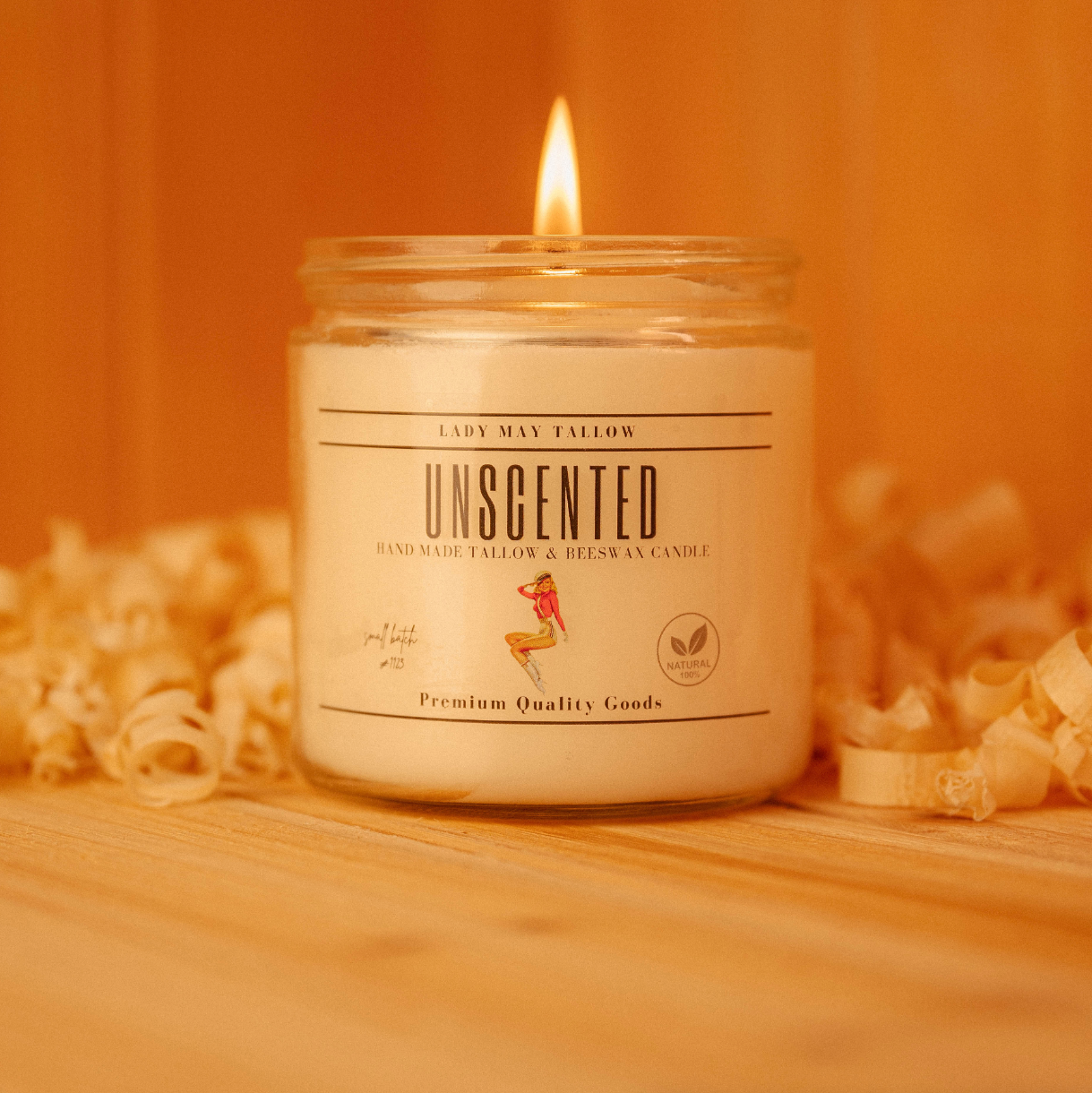 Lady May Tallow "Classic" Tallow & Beeswax Candle 16oz | 7 Natural Scents | Non-Toxic Clean Burning - Blessings Grow Meadows