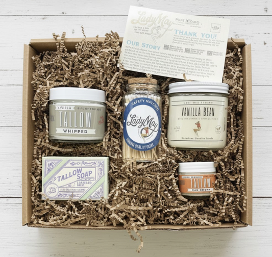 Vanilla Bean Luxury Gift Box | Tallow Skincare, Candle & Soap - Lady May Tallow ~ Blessings Grow Meadows