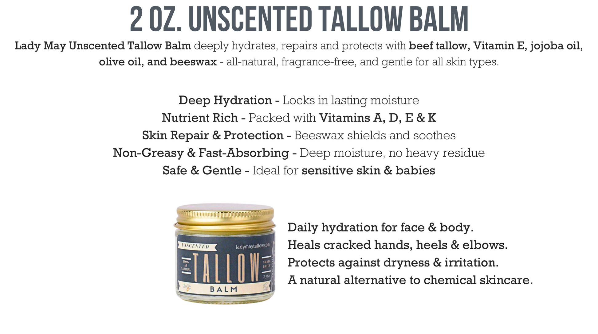 Unscented Tallow Balm – All-Natural Beef Tallow Moisturizer - Blessings Grow Meadows