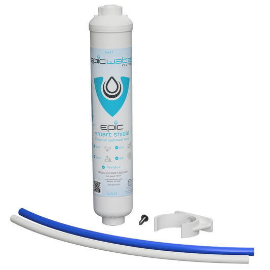 Smart sediment filter kit from Epic Water Filters USA with multiple filter cartridges and housing for water purification.