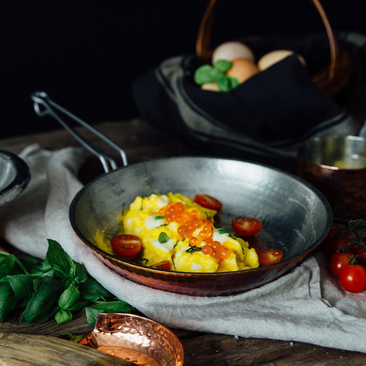 Sertodo copper skillet from pots and pans collection, showing its shiny copper surface and sturdy handle for cooking.