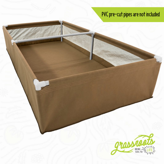 Grassroots Fabric Pots Living Soil Fabric Bed with breathable fabric and soil, designed for healthy plant growth.