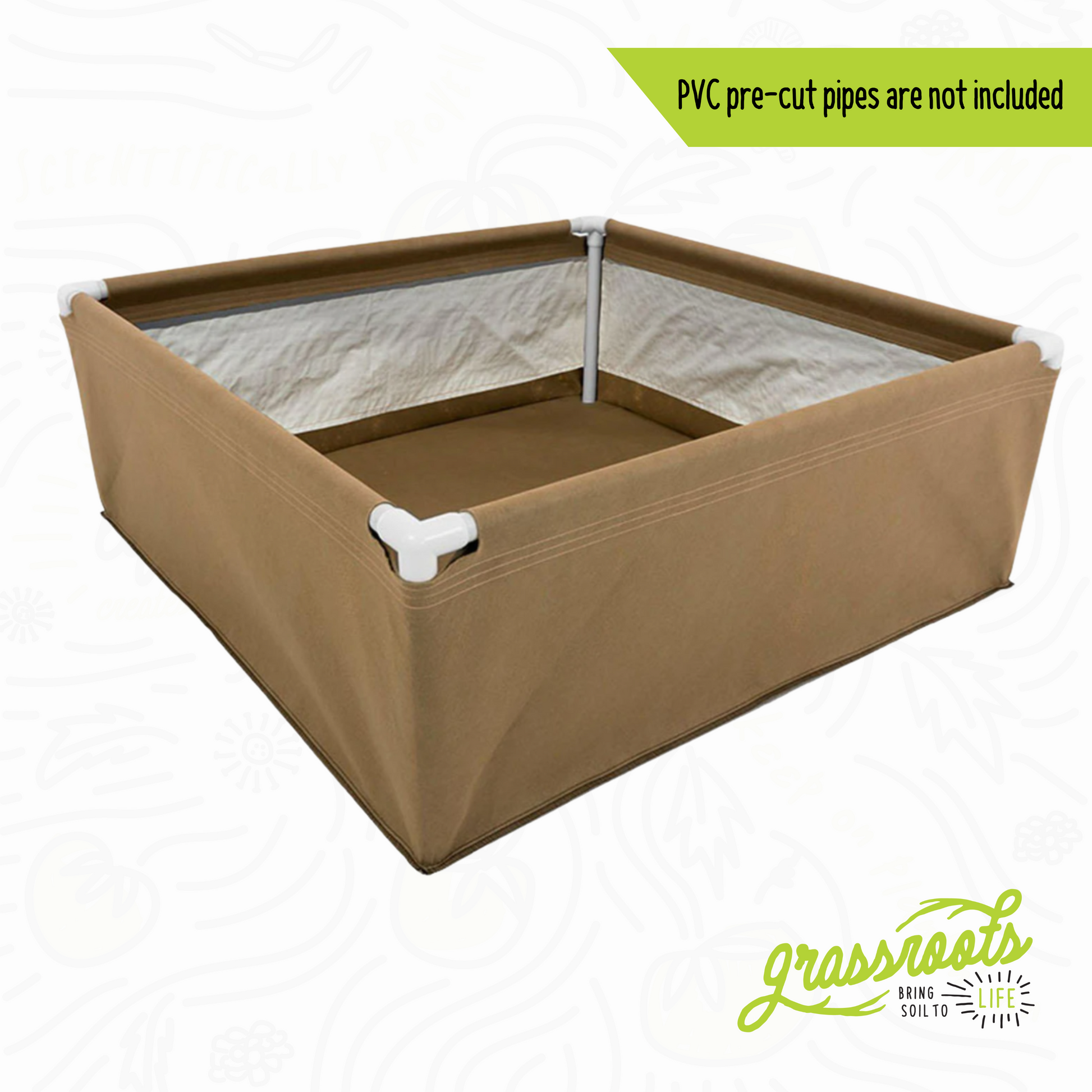 Grassroots Fabric Pots Living Soil Fabric Bed with breathable fabric and soil mixture for healthy plant growth.
