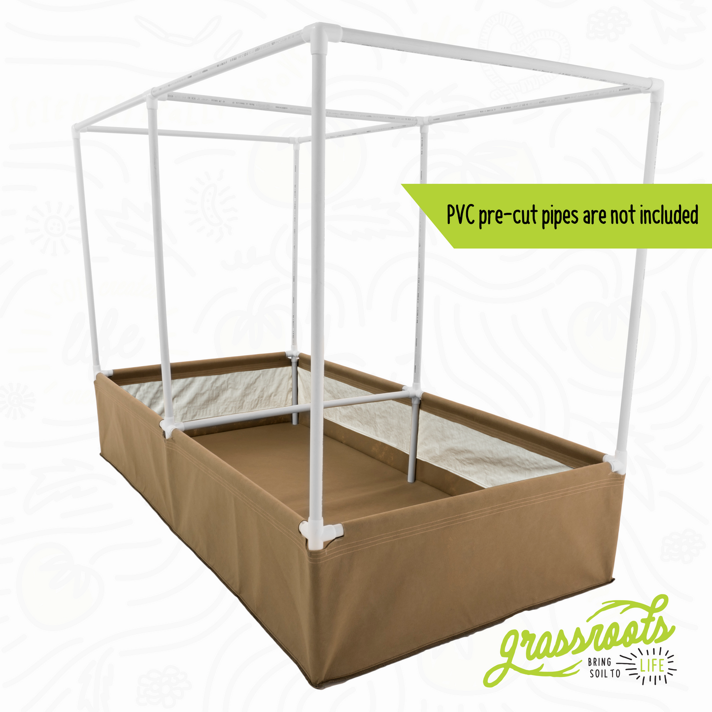 Grassroots Fabric Pots Living Soil Fabric Bed, eco-friendly fabric bed with breathable soil management for healthy plant growth.
