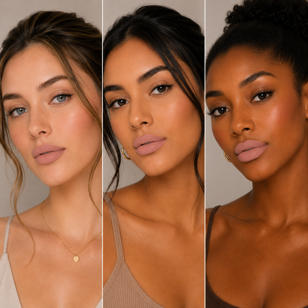 Organic Taylor Made Organics lipstick in a sleek tube, featuring a rich, natural lipstick shade on a model.