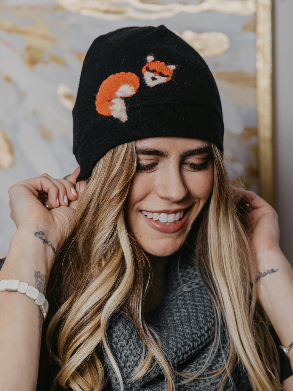 Sleeping Fox Cashmere Hat - AdultBig Kid - Blessings Grow Meadows -