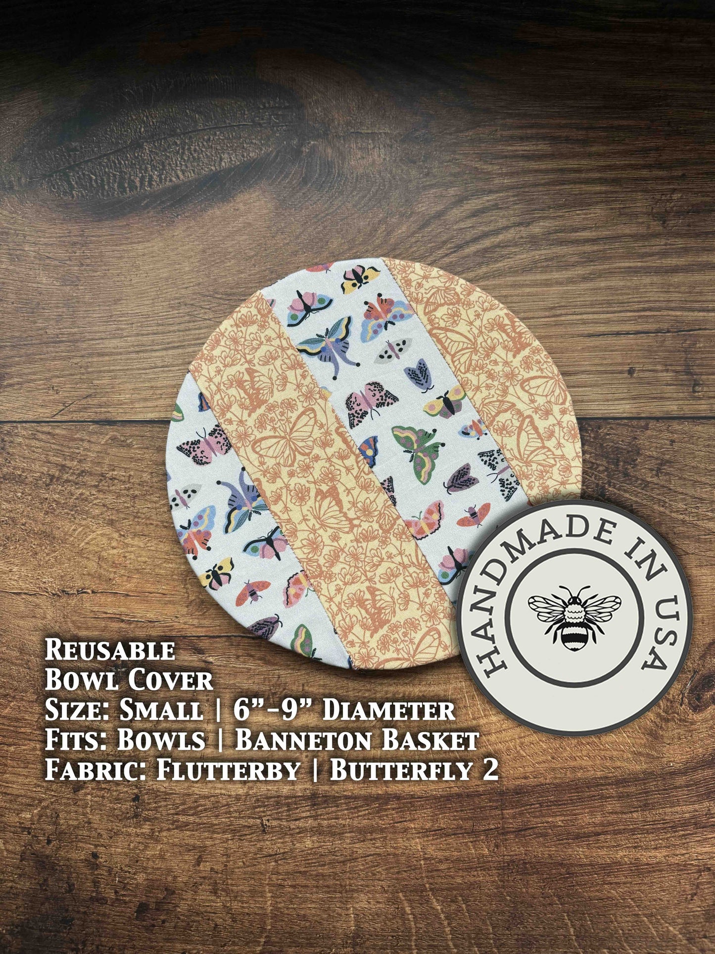Small butterfly-shaped bowl and Banneton covers from Five Oaks Farm, rustic kitchen accessories for bread baking and serving.