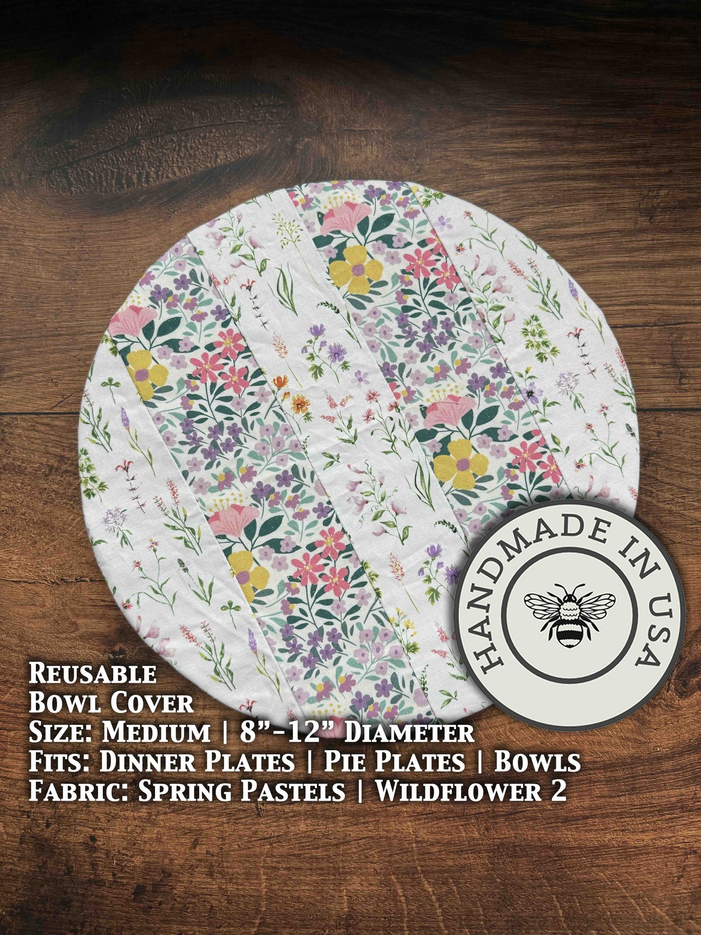 Medium bowl and banneton covers from Five Oaks Farm, set with soft spring pastel colors, ideal for bread baking and dough proofing.
