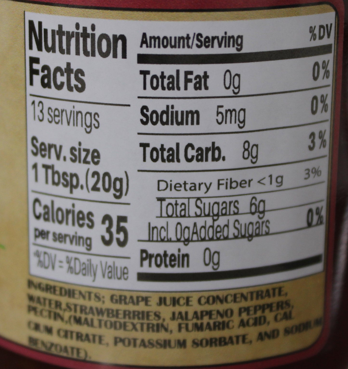 Strawberry Jalapeno Jam - No Sugar Added, 9 oz.