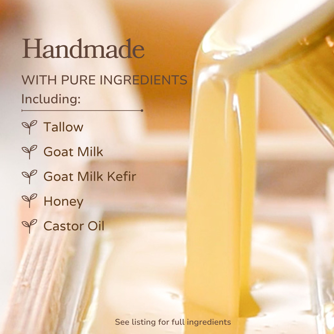 Pure Tallow + Honey Fragrance Free Handmade Tallow and Goat Milk Soap Bar - Blessings Grow Meadows