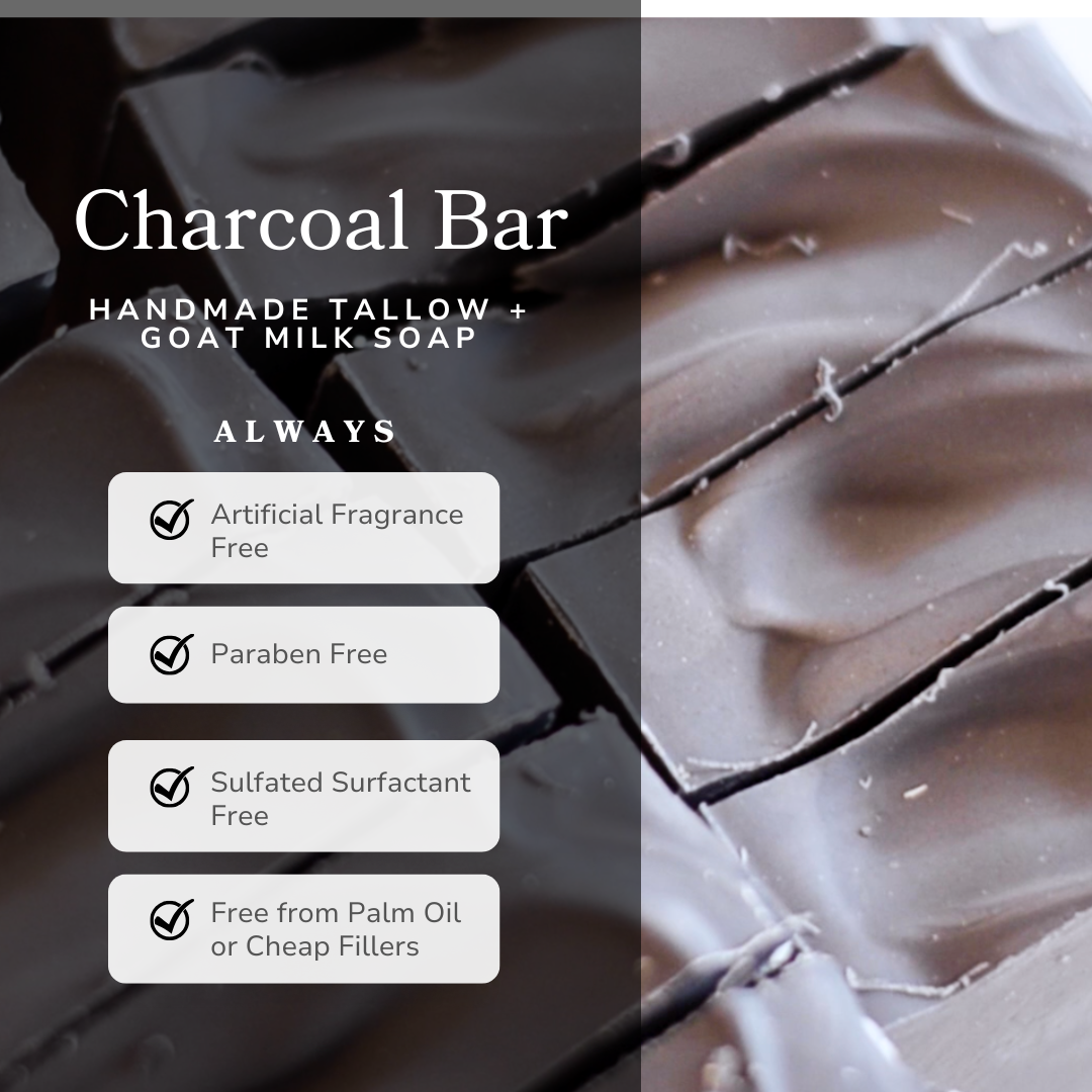 Clarifying Charcoal Bar Handmade Tallow and Goat Milk Soap Bar - Blessings Grow Meadows