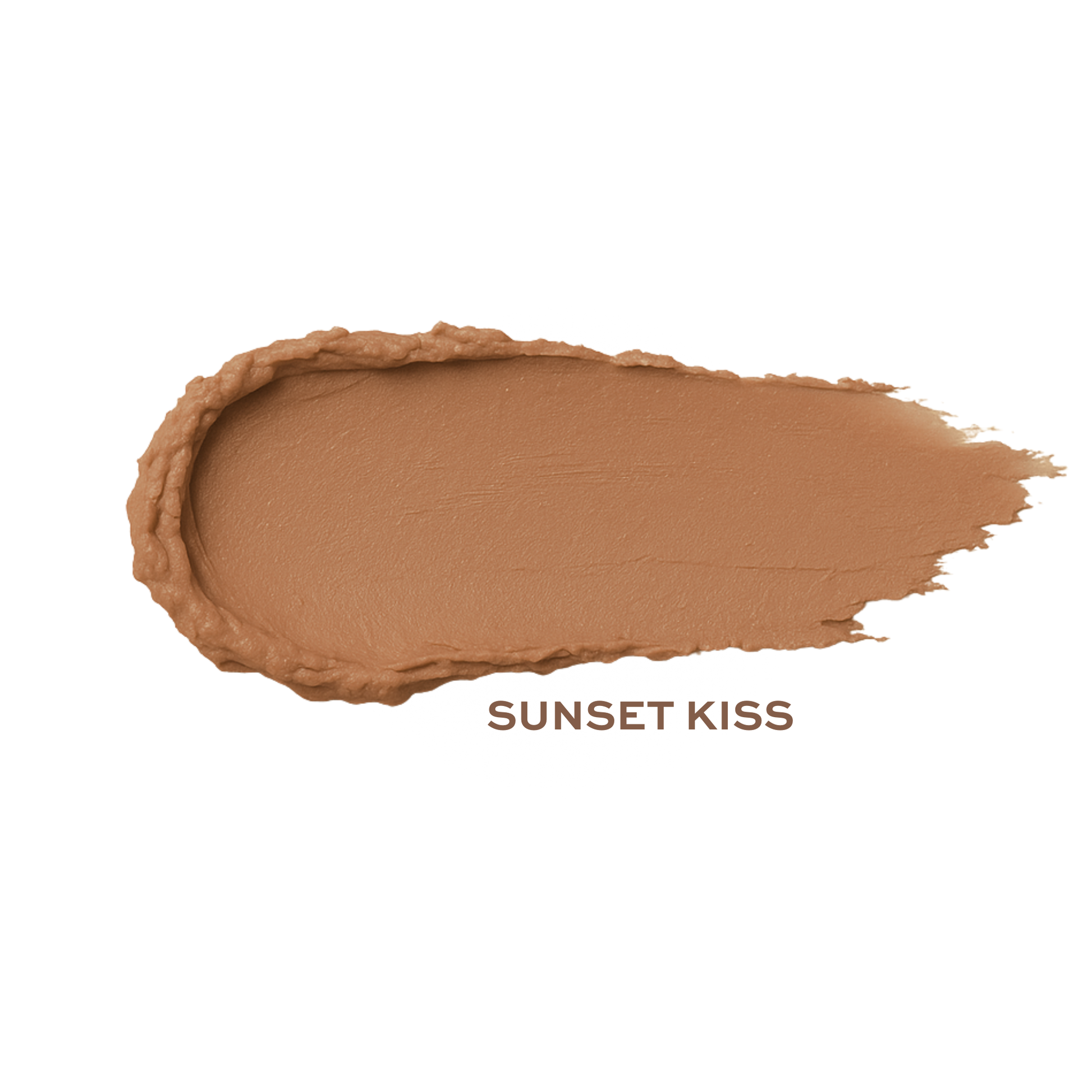Taylor Made Organics Sunset Kiss cream bronzer swatch showing warm, natural shade on skin for a sun-kissed glow.