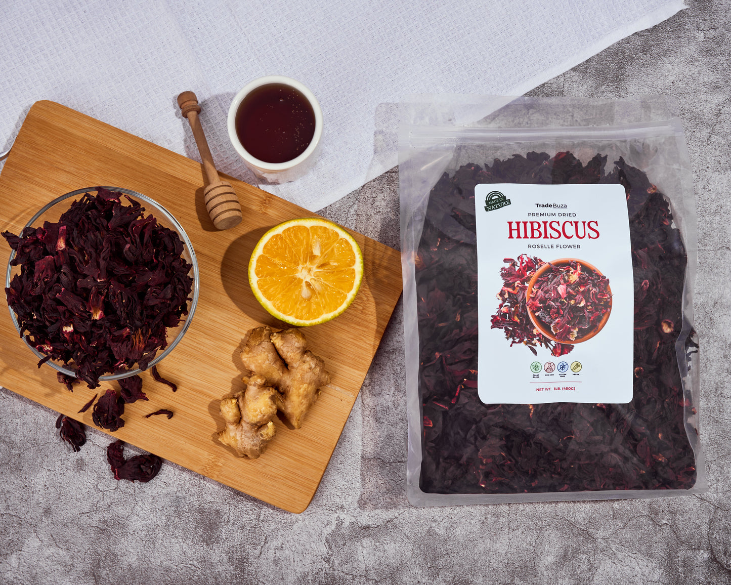 1lb Dried Hibiscus Flowers (16oz) – All Natural Roselle | Triple Cleaned, Sun-Dried Whole Petals | Flor de Jamaica | Great for Tea, Agua Fresca & Cocktails | Resealable Bag – by TradeBuza - TradeBuza ~ Blessings Grow Meadows