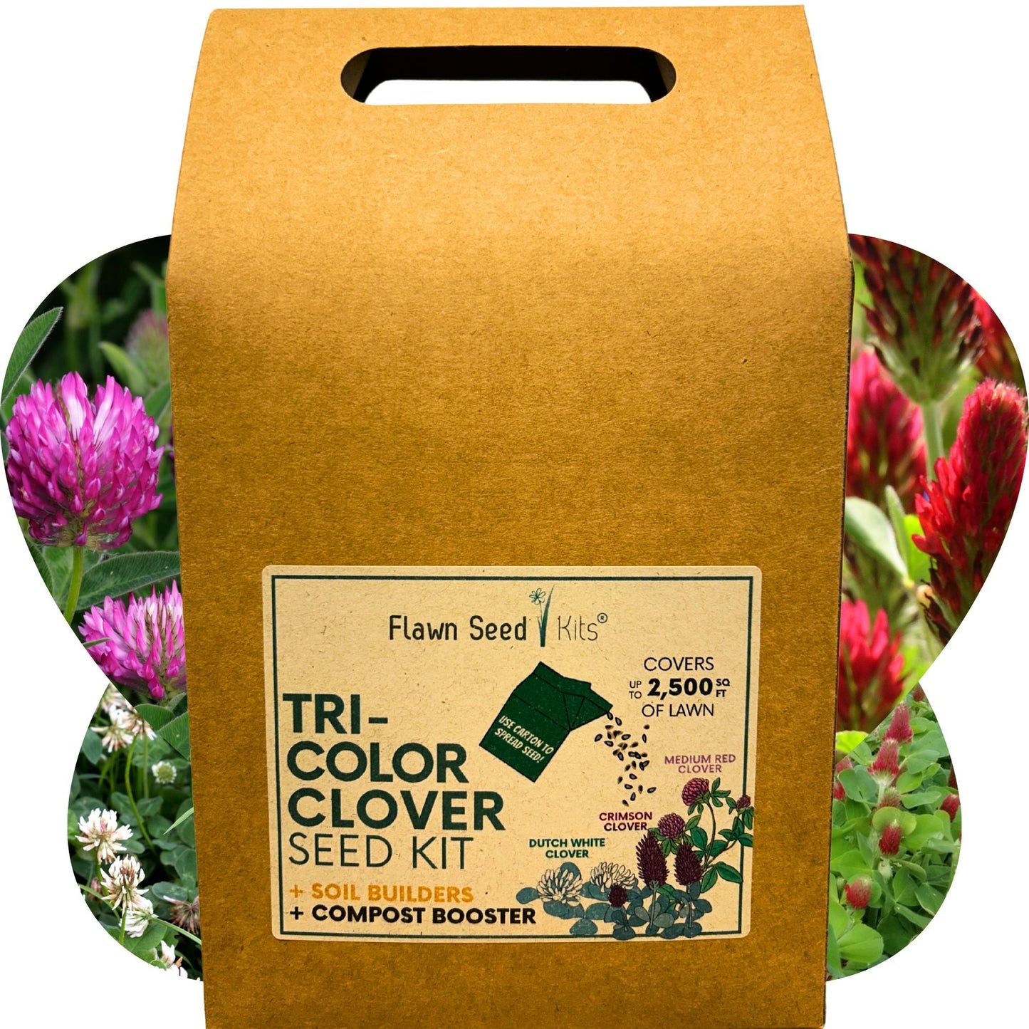 Tri-Color Clover Seed Mix Eco-Spread Carton - Blessings Grow Meadows