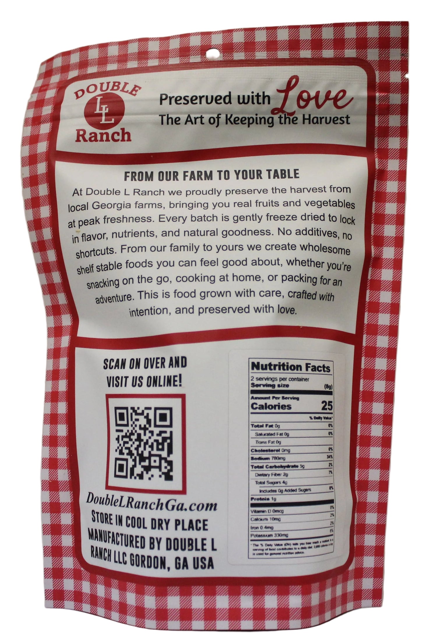 Freeze-dried tomato chips by Double L Ranch shown in the image with vibrant red tomato slices and crispy texture.