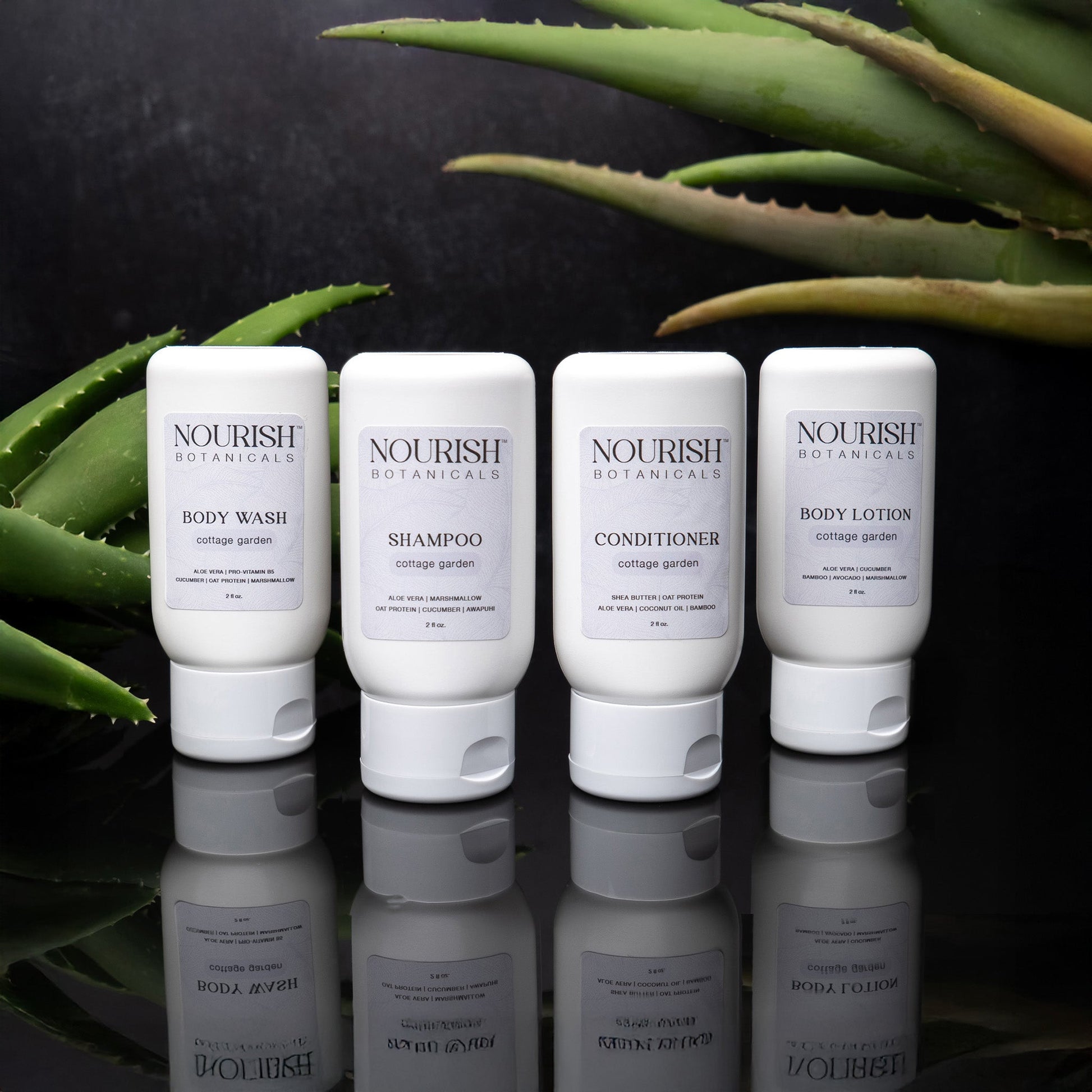 Rustic Strength Cottage Garden Botanical Sample Set for bath and body, featuring natural botanical products in travel-friendly packaging.