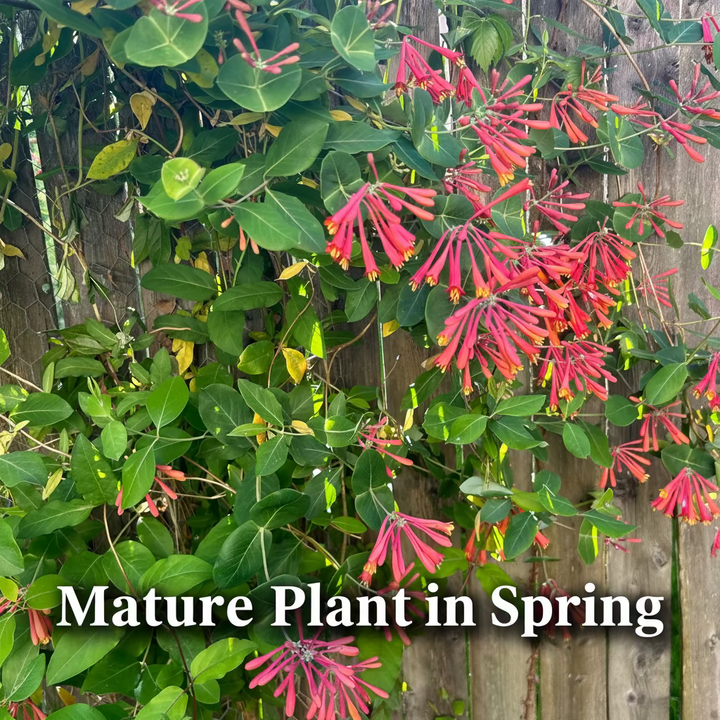 Native Coral Honeysuckle Live Plant – Lonicera sempervirens – Hummingbird Vine – Zones 4–9