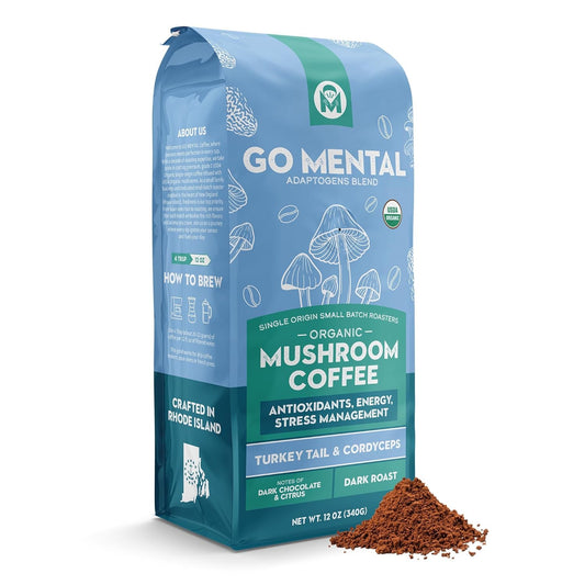 Turkey Tail & Cordyceps Mushroom Coffee Adaptogens Blend - GO MENTAL MUSHROOM COFFEE ~ Blessings Grow Meadows