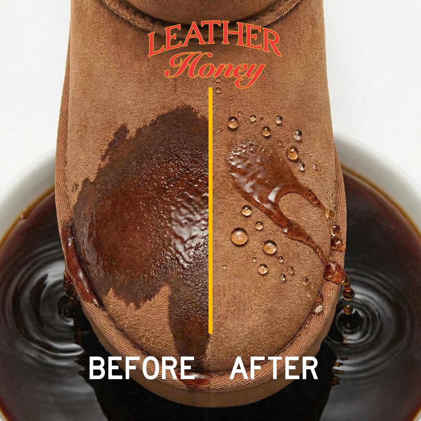 Leather Honey suede and nubuck cleaner bottle for UGG footwear, demonstrating leather care for stain protection and cleaning.