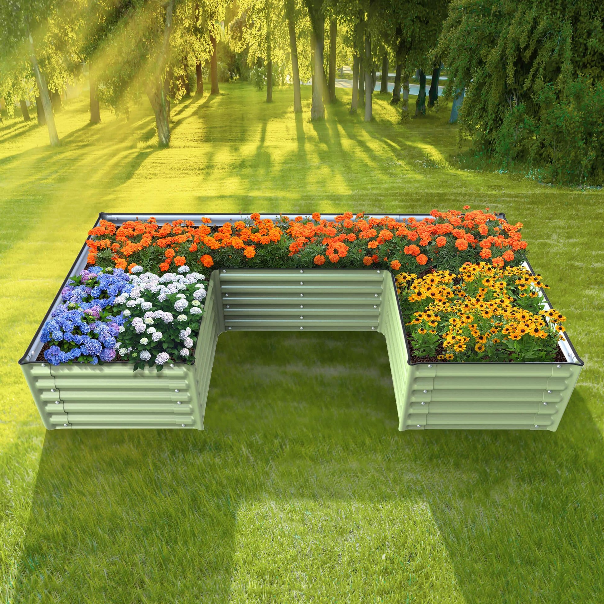 Olle Gardens 17 inch Tall U-Shape Infinity Raised Garden Bed