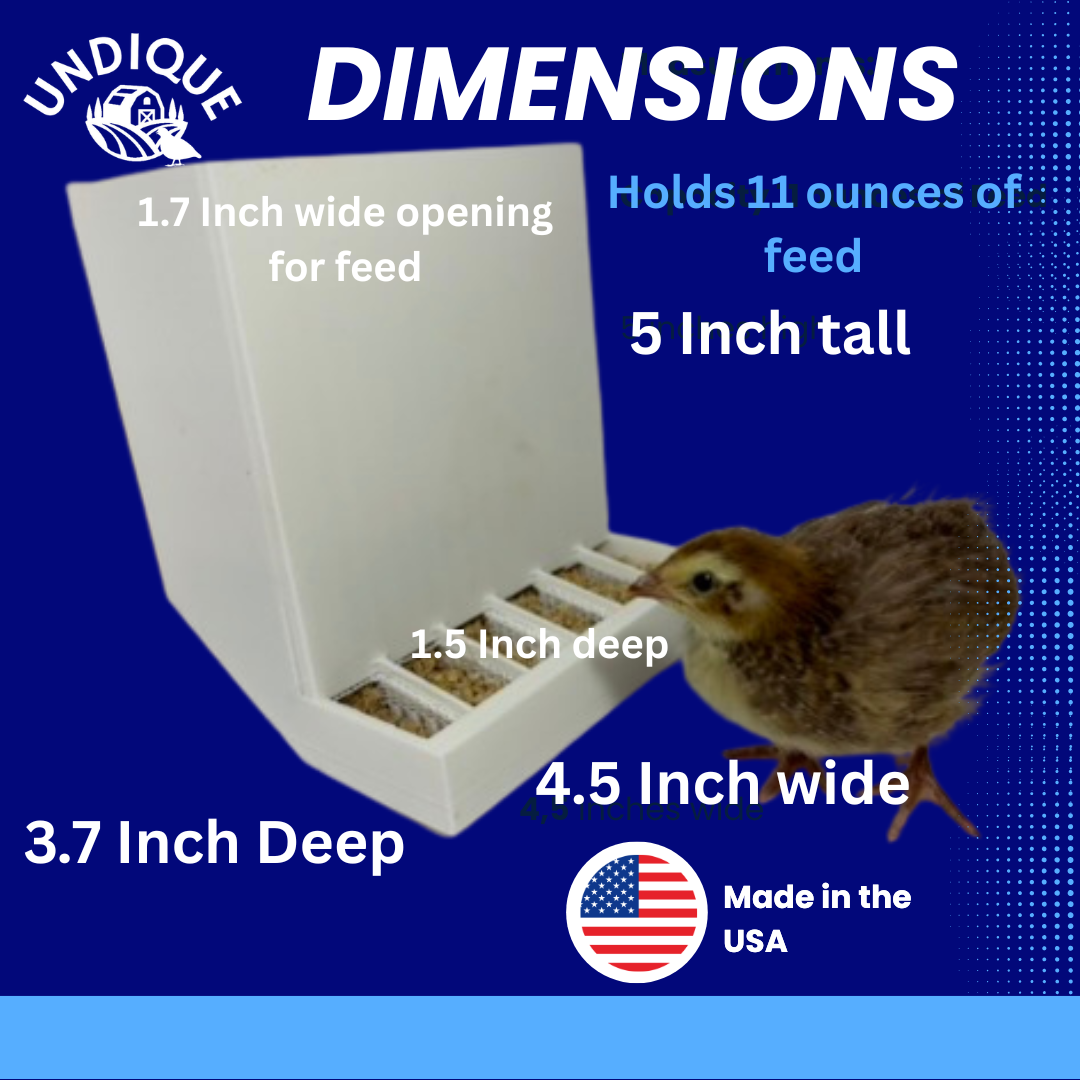 前開口鵪鶉飼料餵食器一對，可調節防溢設計，適用於孵化時間的Chimuka籠系統，美國製造