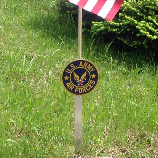 US Army Air Forces grave marker by Flagman of America, made in USA, featuring military insignia on a polished stone surface