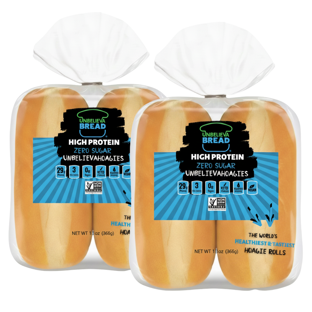 2 Bags of UnbelievaHoagies - High Protein, Low-Carb 8" Hoagie Rolls (8 Total Hoagies) - Blessings Grow Meadows