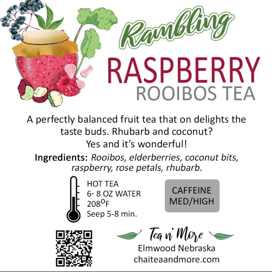 Rambling Raspberry Decaffeinated Tea | Pack of 2 | 2 Half Gallon Bags | Tea n More - BuyNebraska.com ~ Blessings Grow Meadows