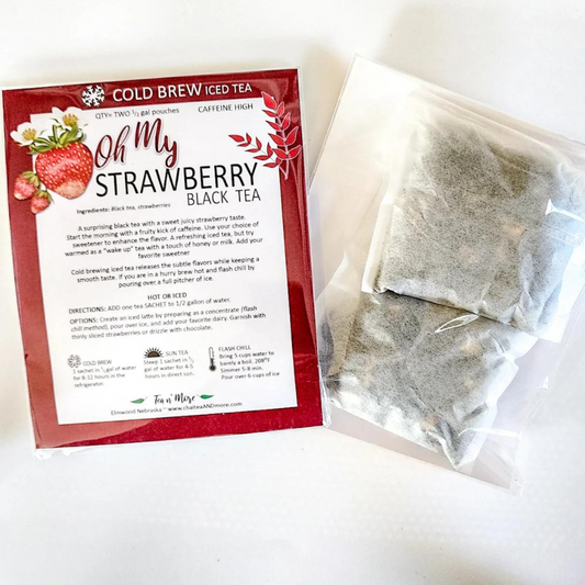 Strawberry Tea | Cold Brew Black Tea | 2 Pitcher Bags | Caffeinated | Tea n More - BuyNebraska.com ~ Blessings Grow Meadows