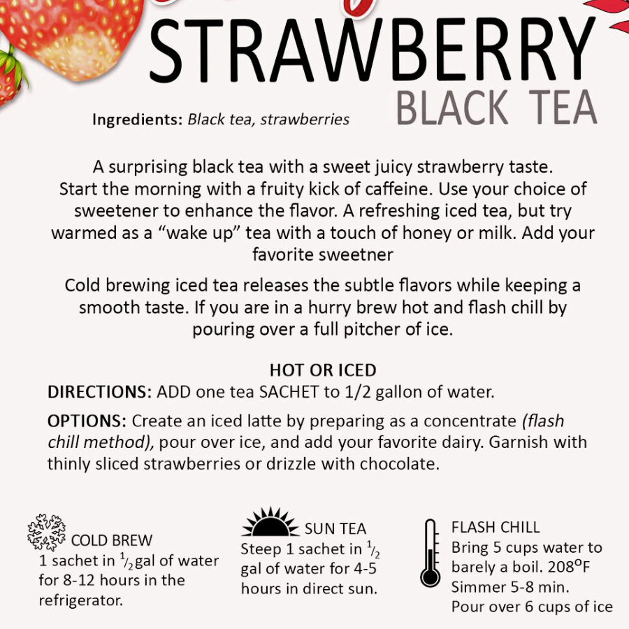 Strawberry Tea | Cold Brew Black Tea | 2 Pitcher Bags | Caffeinated | Tea n More - BuyNebraska.com ~ Blessings Grow Meadows