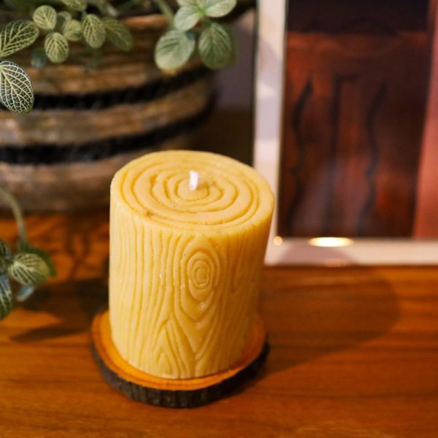 Bees Wax Candle With Wooden Base | 12 oz | Buzz Savories, LLC - BuyNebraska.com ~ Blessings Grow Meadows