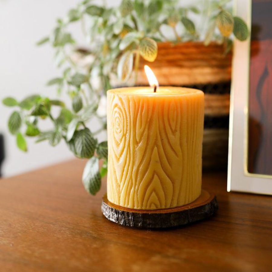 Bees Wax Candle With Wooden Base | 12 oz | Buzz Savories, LLC - BuyNebraska.com ~ Blessings Grow Meadows