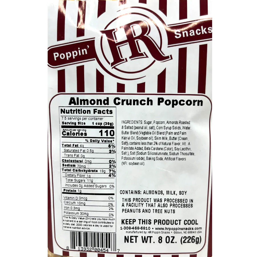 Almond Crunch Popcorn | 8 oz | HR Poppin' Snacks - BuyNebraska.com ~ Blessings Grow Meadows